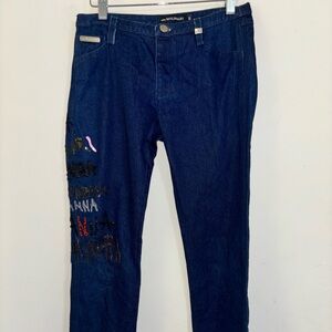 Anna Molinari Women 28 Jeans Made in Italy dark denim vintage embellishment